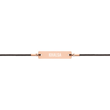 KHALSA  Engraved Silver Bar String Bracelet