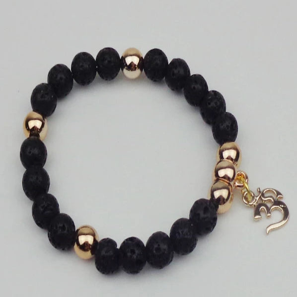 Metal OM with Beads Elastic Rope Bracelet