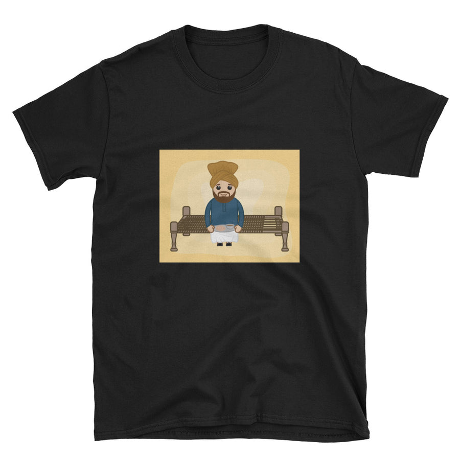 Cartoon Sardar Sitting Short-Sleeve Unisex T-Shirt