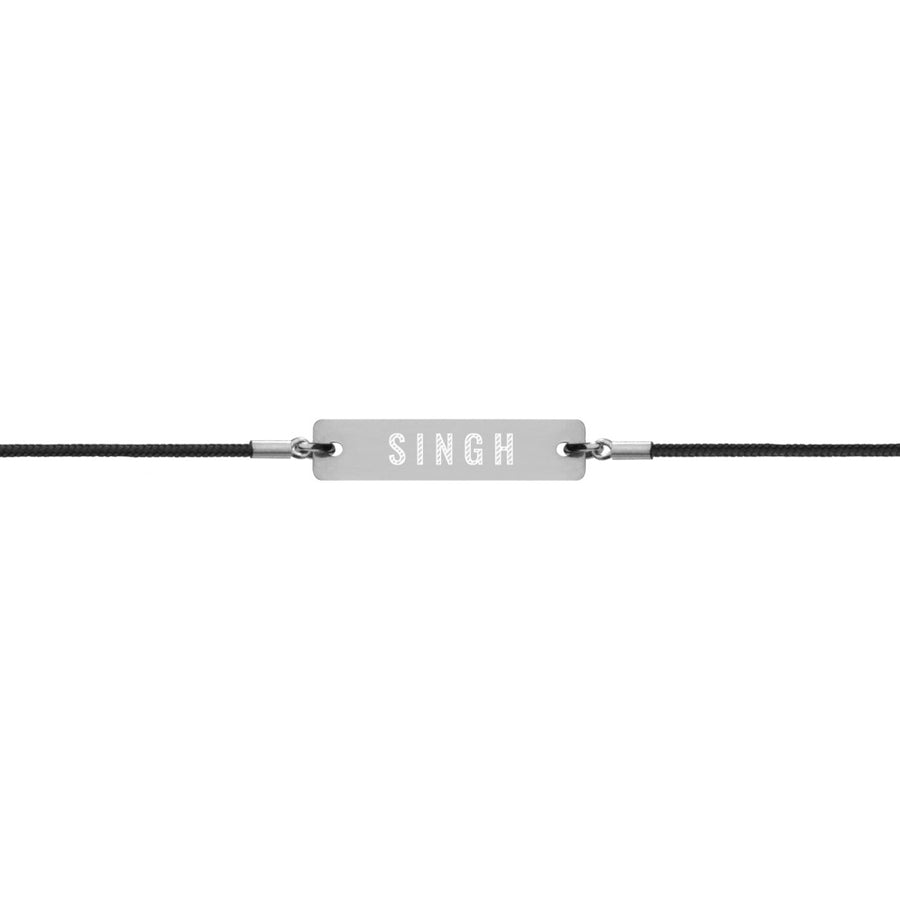 SINGH Engraved Silver Bar String Bracelet