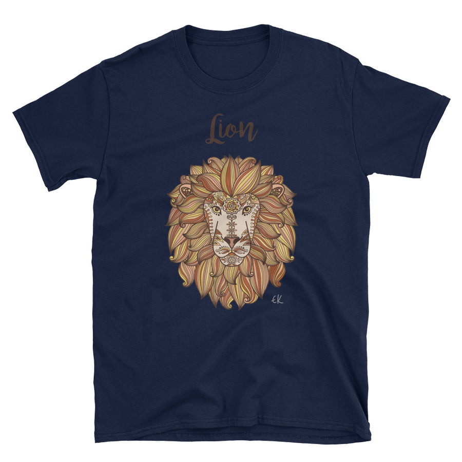 Lion Head With Ethnic Floral Pattern Short-Sleeve Unisex T-Shirt