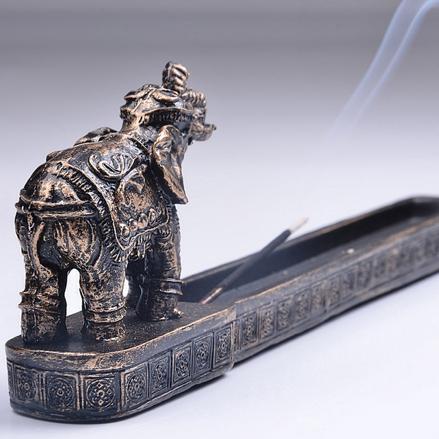 EK- KURI Elephant God Design Incense Burner Holder Resin Figurine Home Decor Crafts for Car Yoga Room Ornament