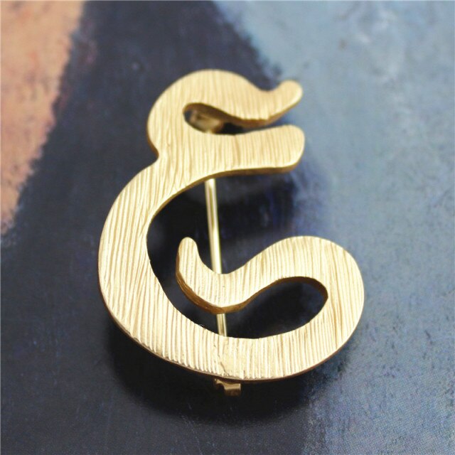 Vintage Gold Frosted Arabic Letters Brooches Pins